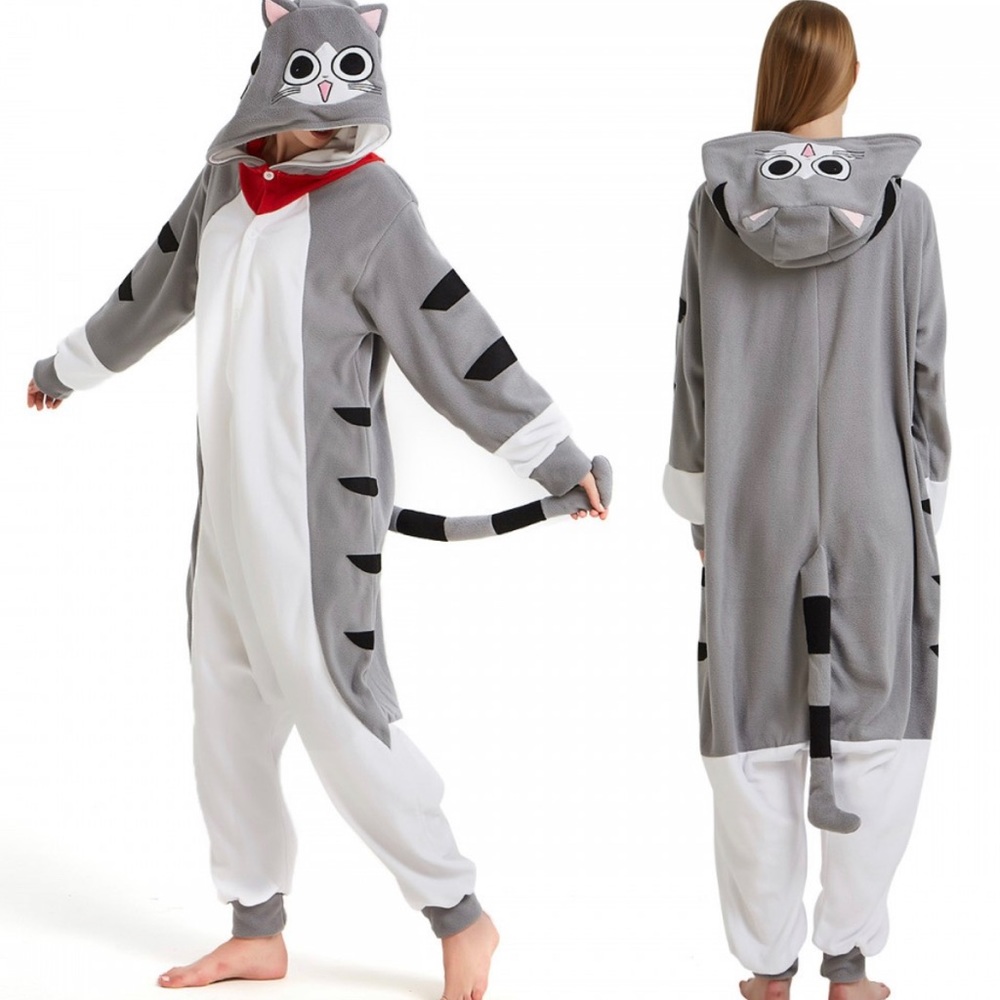 Grey striped cat onesie size L